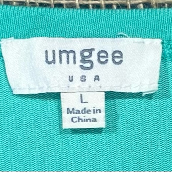 Umgee Seafoam Green Blouse/Tunic, Size Large, Beige Lace 1/2 Length Sleeves - Picture 2 of 7